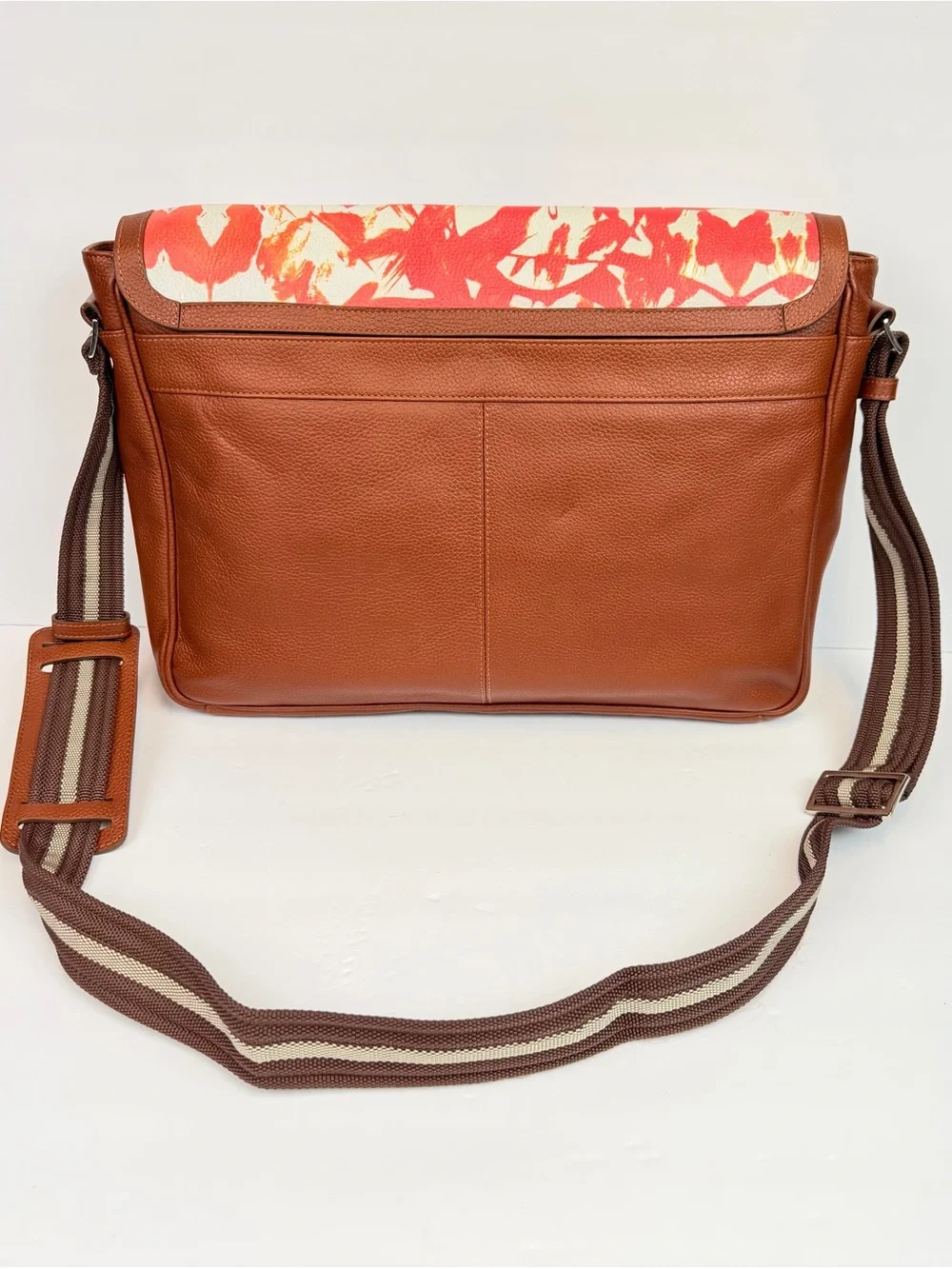 Jumper Maybach Floral Print Canvas Crossbody Bag in Red and Brown Trim
